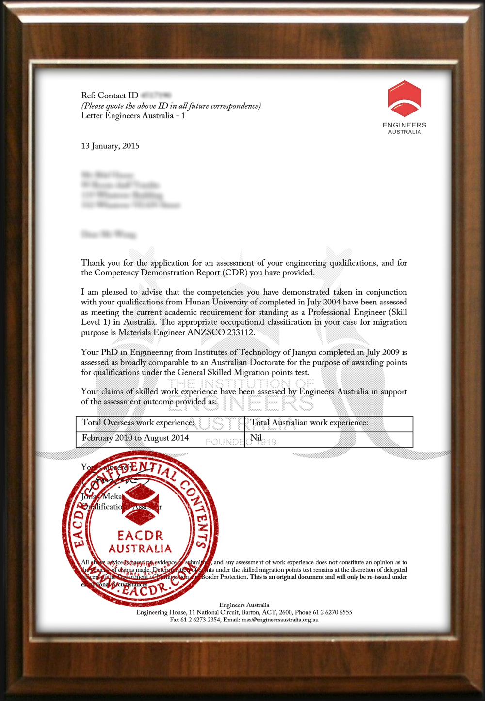 EA 职业评估 Engineers Australia (EA) Migration Skills Assessment Competency Demonstration Report