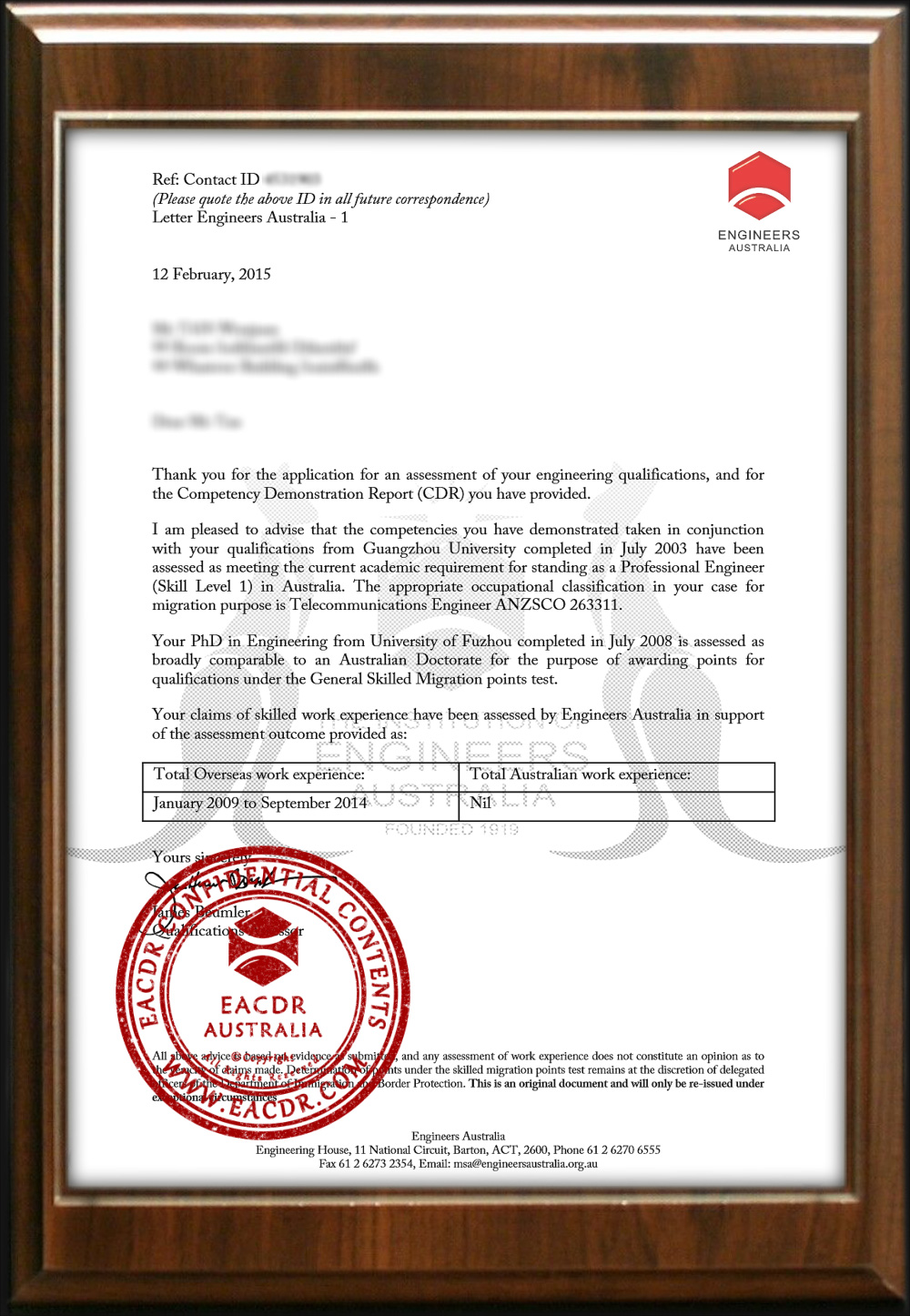 EA 职业评估 Engineers Australia (EA) Migration Skills Assessment Competency Demonstration Report